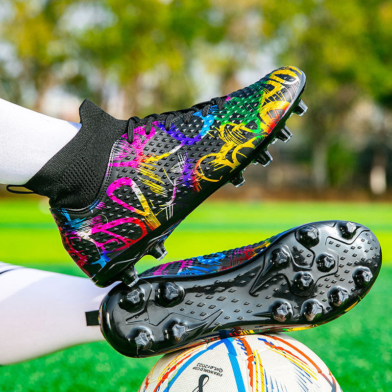 Youth Football Shoes Men and Women Long Spikes Adult Professional Sports Training Shoes Artificial Grass Non-Slip Wear-Resistant Competition Shoes
