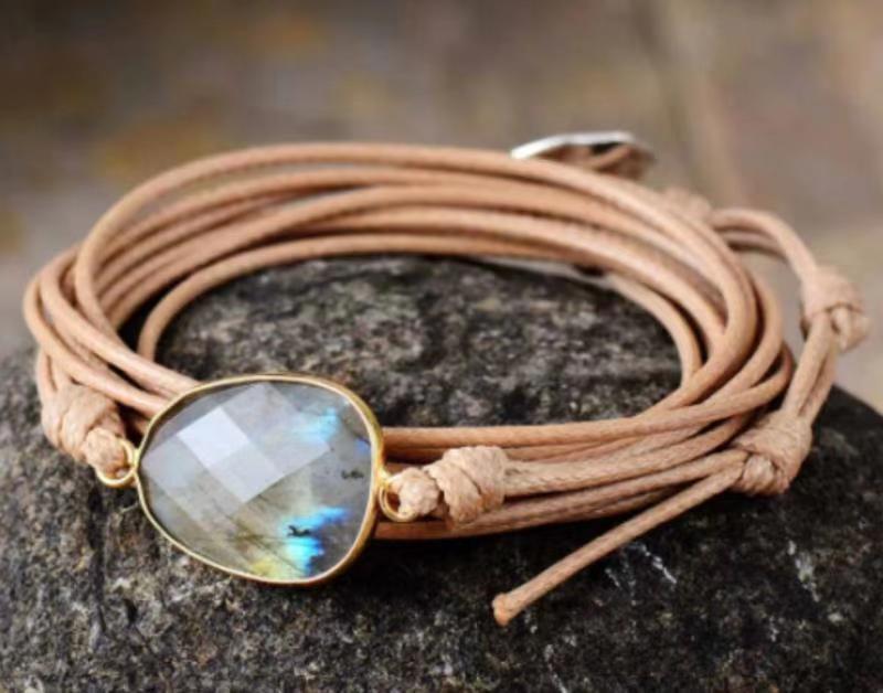 Tiger Eye Elastic Bracelet Adjustable Colorful Beaded Handmade Wrapped Bracelet Volcanic Double Row Woven Bracelet