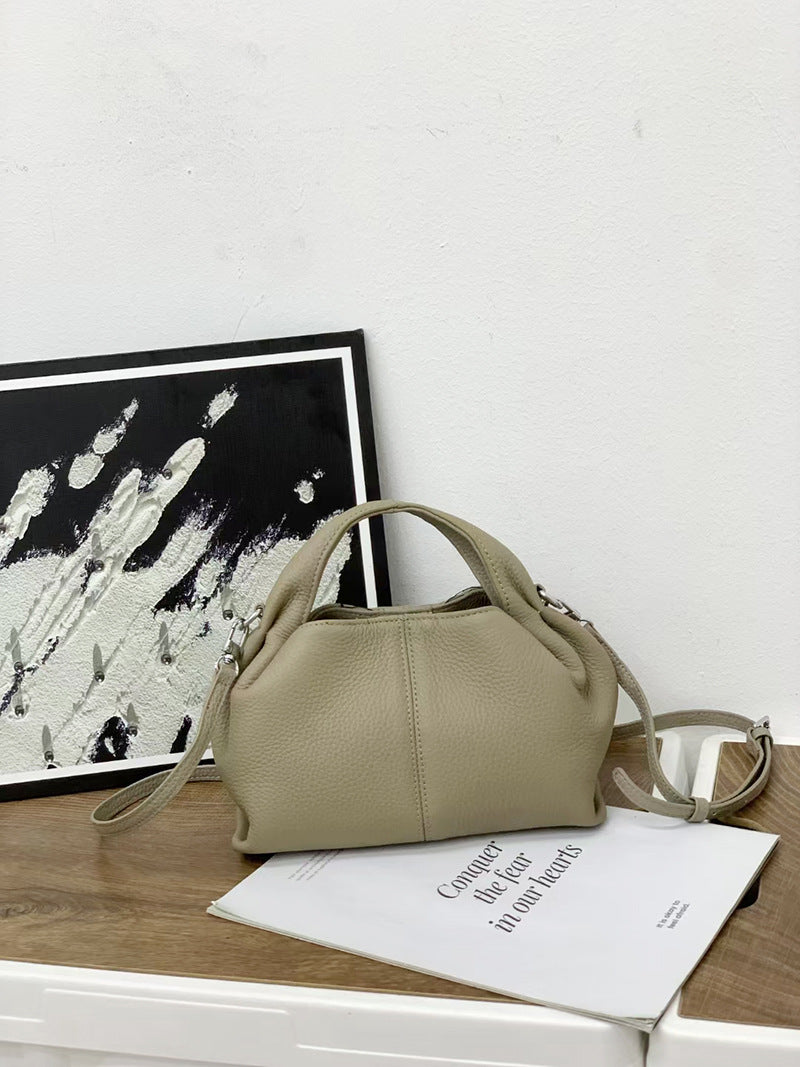 Unique Handbag2025New Handheld Cloud Genuine Leather Women's Bag Vintage Wrinkled Dumpling Bag Versatile Crossbody Bag