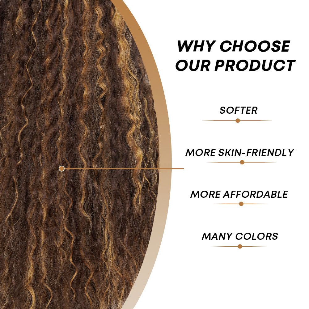 Cross-Border Hot-Selling Forehead Lace Hand-Crocheted Long Curly Wig Hairpiece Lace Front Curly Wig