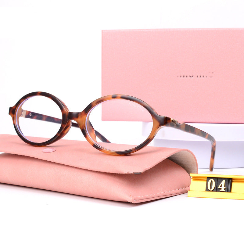 Jang Won-young Same Style Glasses Nerd Myopia Oval Small Frame Retro Sunglasses Leopard Print Korean Style No Makeup Retro