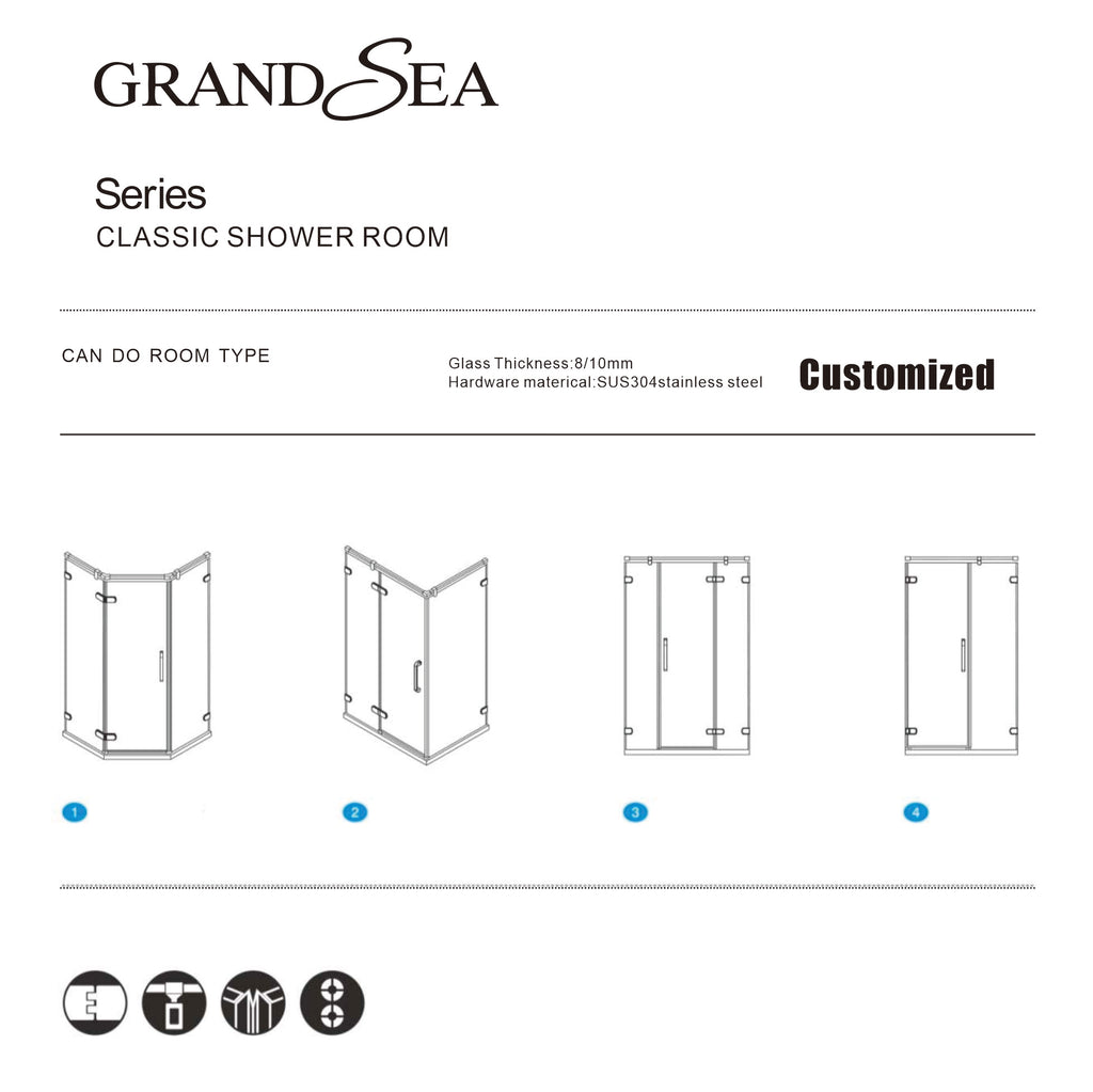 Normal Design 60x60 Aluminum Frame Glass Shower Door, Bathroom Sliding Glass Door