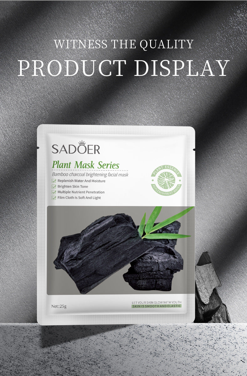 Bamboo Charcoal Face Mask Sheet Pack25g SADOER Skin rejuvenation moisturizing hydrating face mask cross-border wholesale
