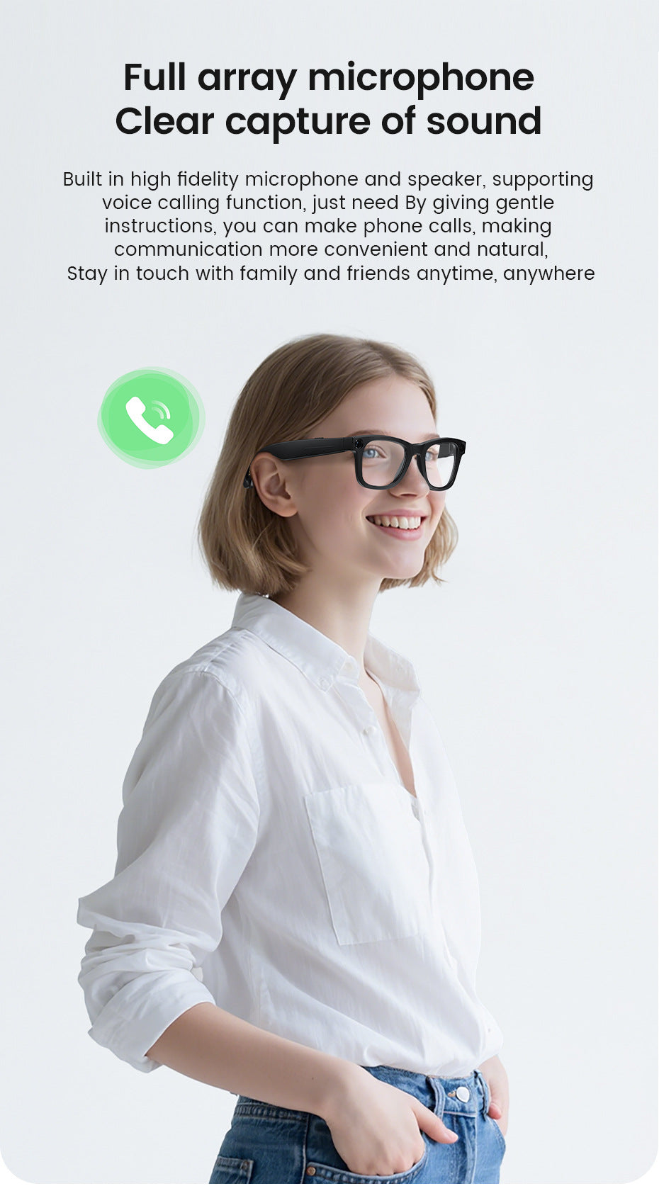 E03Smart Glasses800100 Megapixel Camera with Image Stabilization1200P Video Recording AI Simultaneous Translation Character Recognition