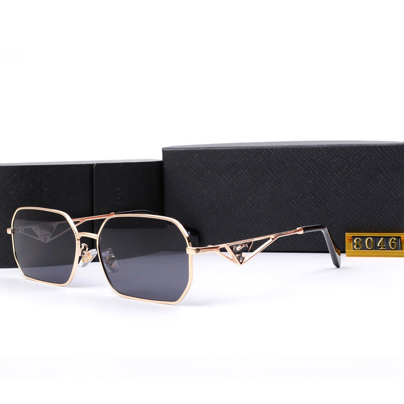 New Metal Sunglasses for Men and Women Classic Elegant Versatile Sunglasses Travel UV Protection Double Bridge Sunglasses Hot