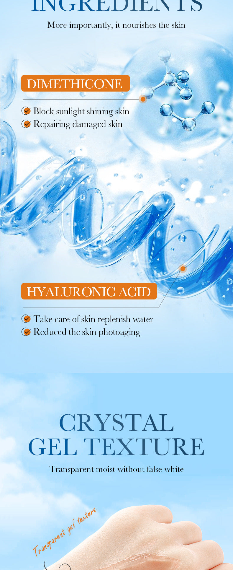 Sunscreen Gel SADOER Water Whitening Anti Light Old Exfoliating Sunscreen Cross-Border Foreign Trade Wholesale