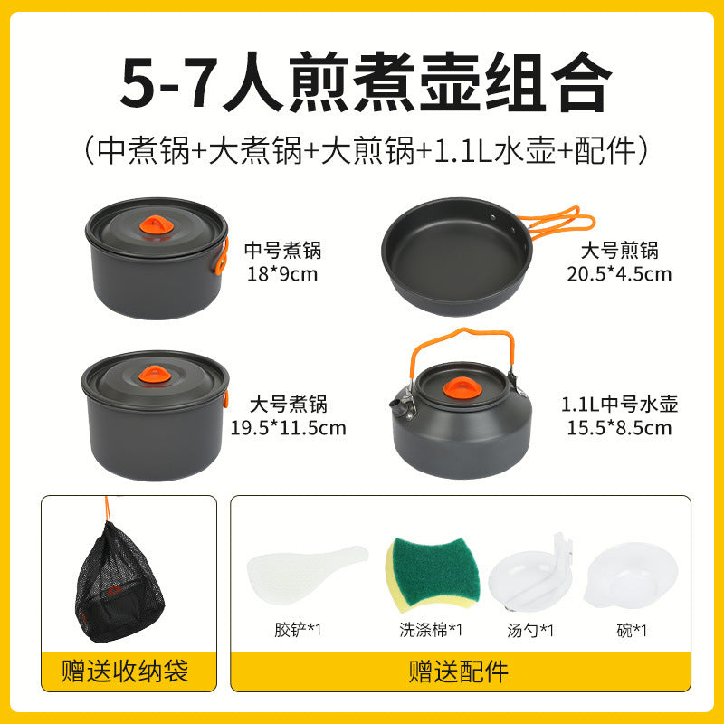 Cookware Set Pot Camping Tableware Cookware Camping Equipment Full Set Kettle Frying Pan Cooking Stove  Multi-Purpose