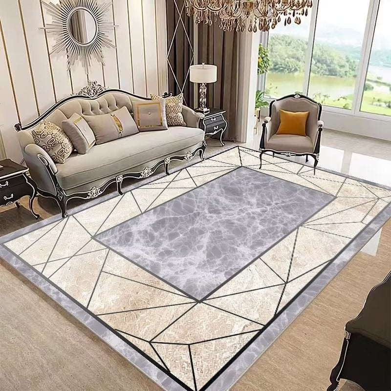 Light Luxury Living Room Carpet Modern Bedroom Full Geometric Carpet Home Simple Line Stain-Resistant Sofa Cushion