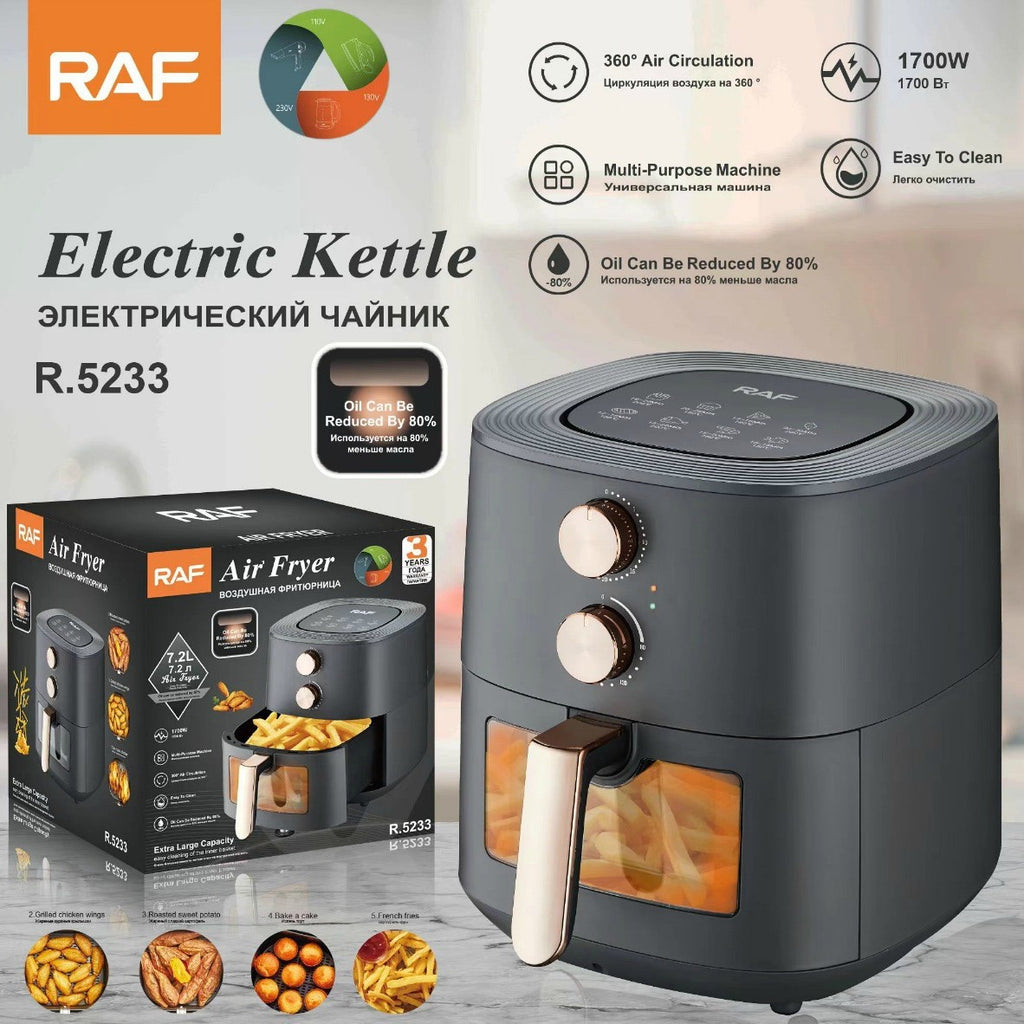RAF European style air fryer for home use with large capacity Multifunctional Smart French Fries Visual Air Fryer 7.2L