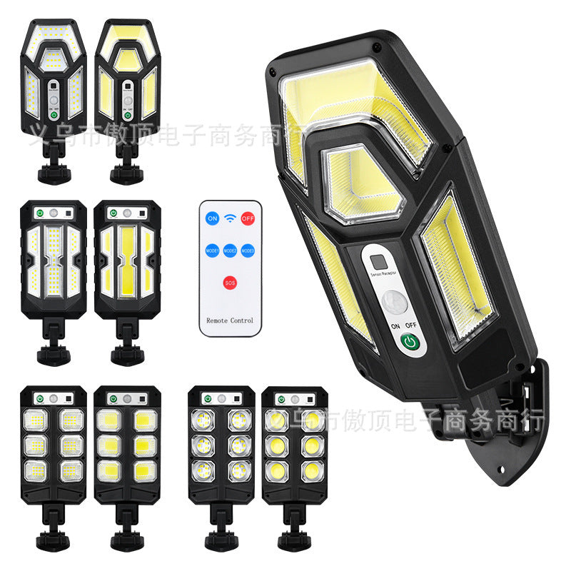 New Solar Wall Light Outdoor Human Body Sensing Street Light Waterproof Garden LED Garden Landscape Light Remote Control