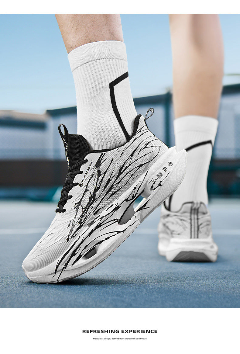 Autumn Winter New Double Mesh Thickened Parent-Child Fluorescent Fashion Casual Sports Shoes Really Soft Bottom Carbon Plate Lightweight Running Shoes