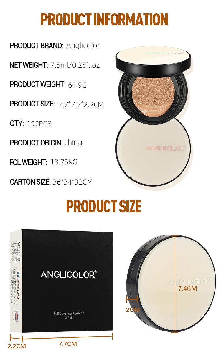 Anglicolor Air Cushion BB Cream Concealer No Makeup Cream Oil Control Long-lasting Liquid Foundation CC Frost