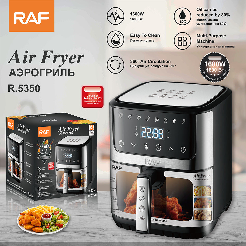 RAF European and American Regulations 6L Multifunctional Household Electric Fryer Air Fryer Visual Intelligent Touch Screen R5350