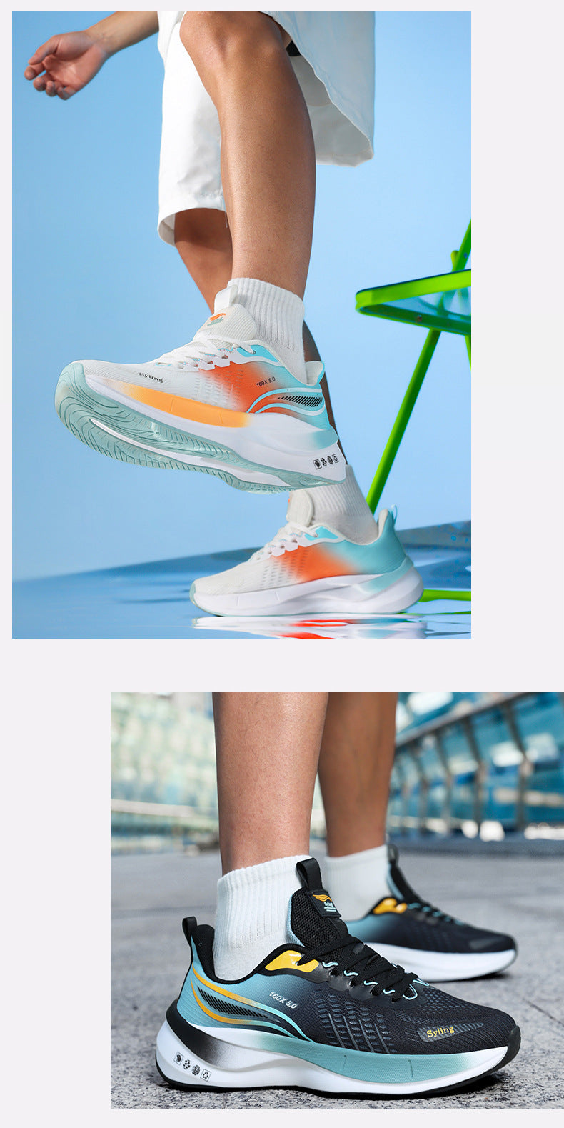 Large Size Summer Jacquard Mesh Breathable Youth Shock Absorption Sports Shoes Student Outdoor Racing Running Shoes