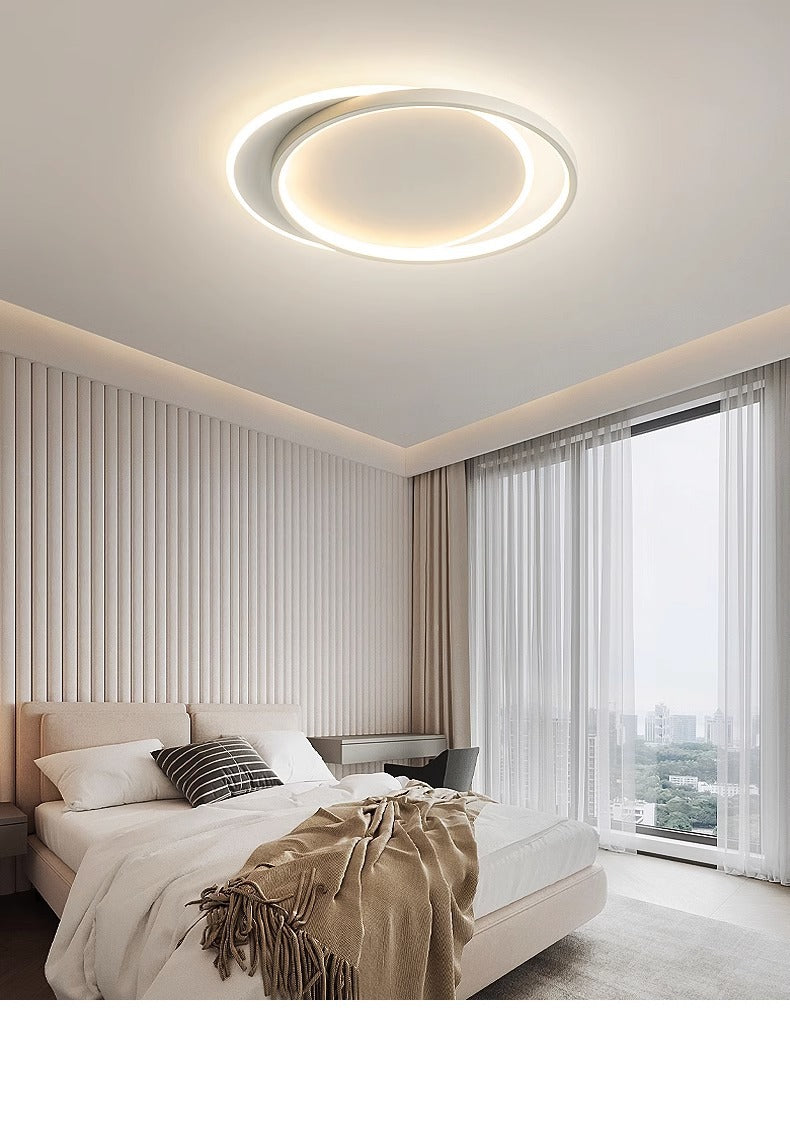 Nordic Bedroom Ceiling Light Modern Simple Creative Double Circle Master Bedroom Room Lighting Design Water Ripple Ceiling Light