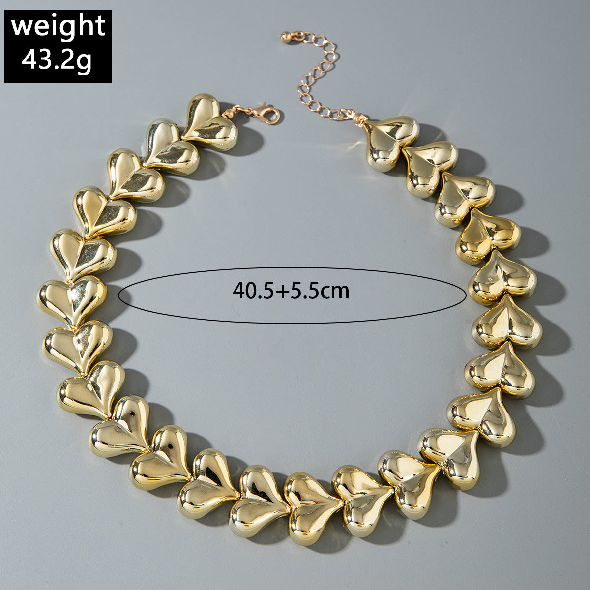 European and American Fashion Personality Heart Exaggerated Necklace Irregular ccb Beaded Bracelet Jewelry Set