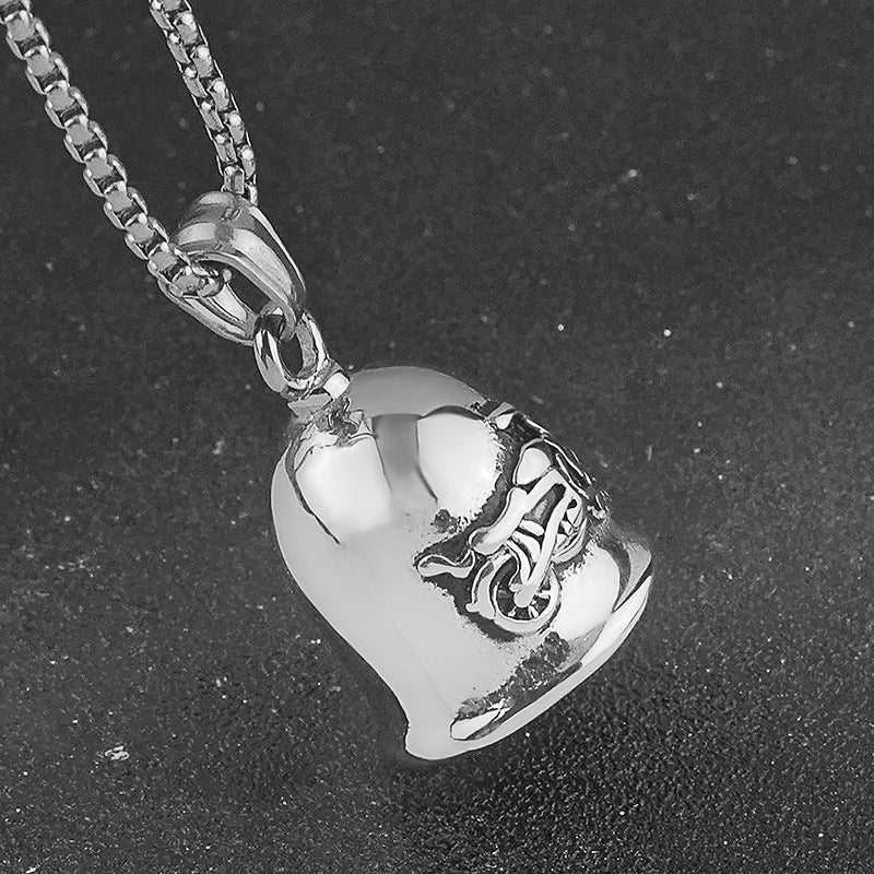 European and American Punk Jewelry Titanium Steel Necklace Pendant Retro Motorcycle Stainless Steel Motorcycle Bell Pendant Wholesale