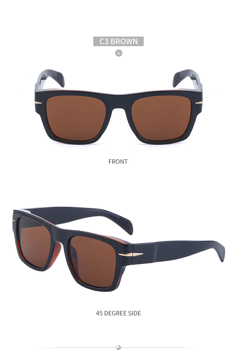 David's Retro Sunglasses for Men, European and American Style, Fashionable Trendy Square Frame Sunglasses, High-End Full Frame Glasses for Men