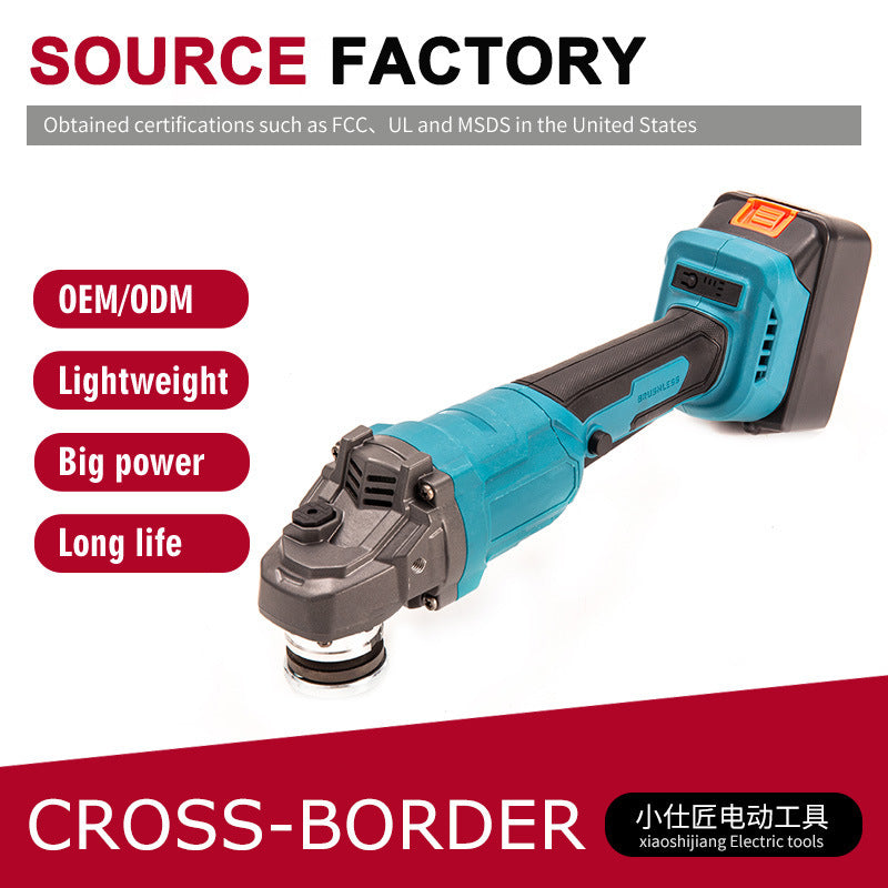 Custom Brushless Lithium Battery Rechargeable Angle Grinder for Foreign Trade AliExpress Cross-Border Dropshipping Handheld Household Cutting Angle Grinder