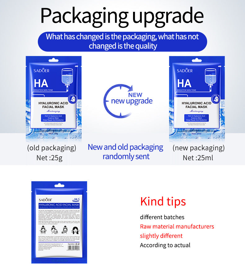 Full English Mask SADOER Hyaluronic Acid Vitamin E Oligopeptide Hydrating Moisturizing Tablets  Foreign Trade Wholesale