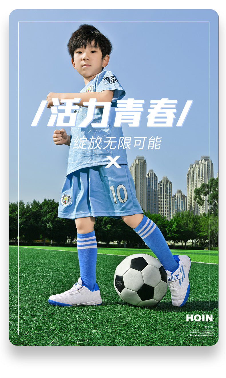 New football shoes for men and women with Velcro for children TF Broken Nail Style Youth Student Grassland Flat Training Shoes