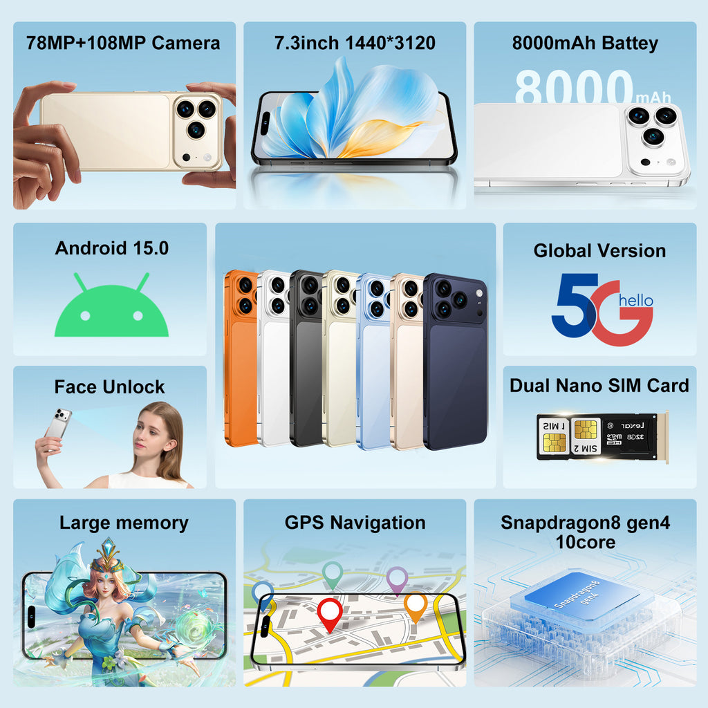Mobile Phone TK Delivery i17ProMAX Large Screen16+1TB17pro New Smartphone Hot Sale List