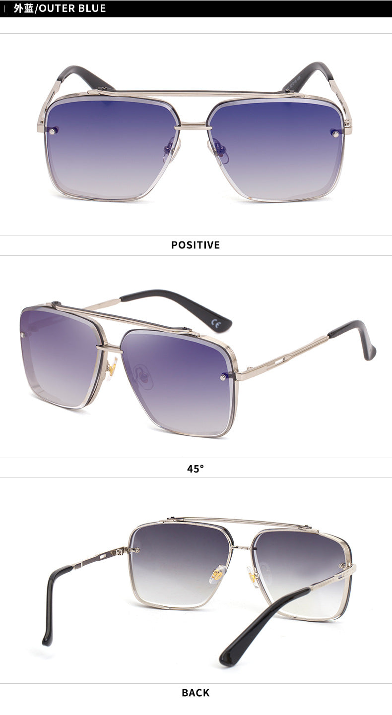 Square Frame Sunglasses Men's Fashion Metal Rimless Cut Edge Sunglasses Women's Trendy No-Makeup Glasses MACH SIX1261