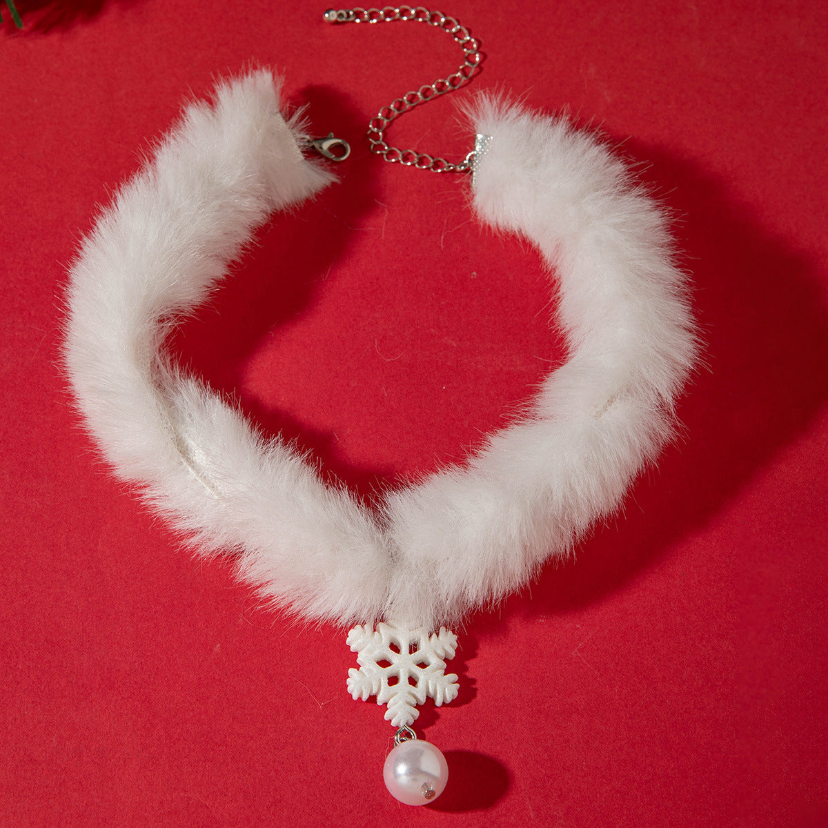 European and American Style Accessories Super Fairy Sweet Christmas Pearl Pendant Plush Necklace Light Luxury Fashion High-end Necklace Wholesale