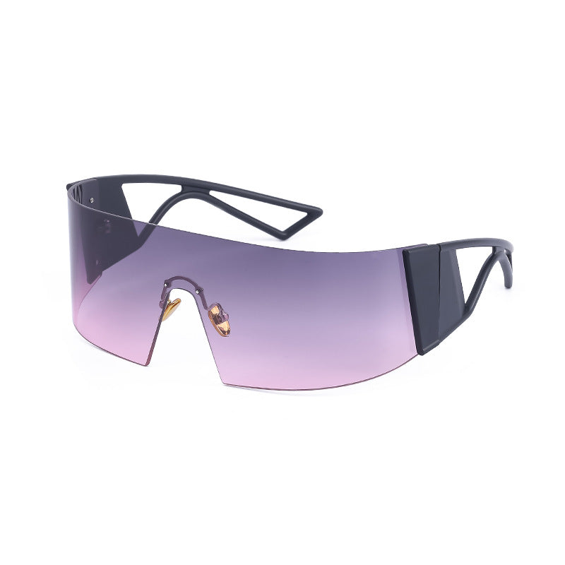 Outdoor Sports Cycling Glasses for Women, Colorful Integrated Windproof Sunglasses, Trendy European and American Style, Large Frame Sunshade and Sun Protection Sunglasses