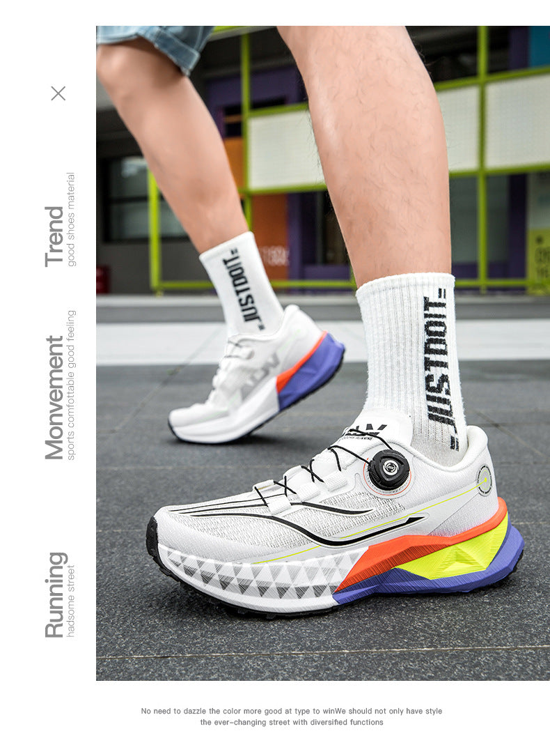 Full Palm Carbon Plate Sports Running Shoes Double Layer Popcorn Outdoor Trail Running Shoes Marathon Men's and Women's Shoes