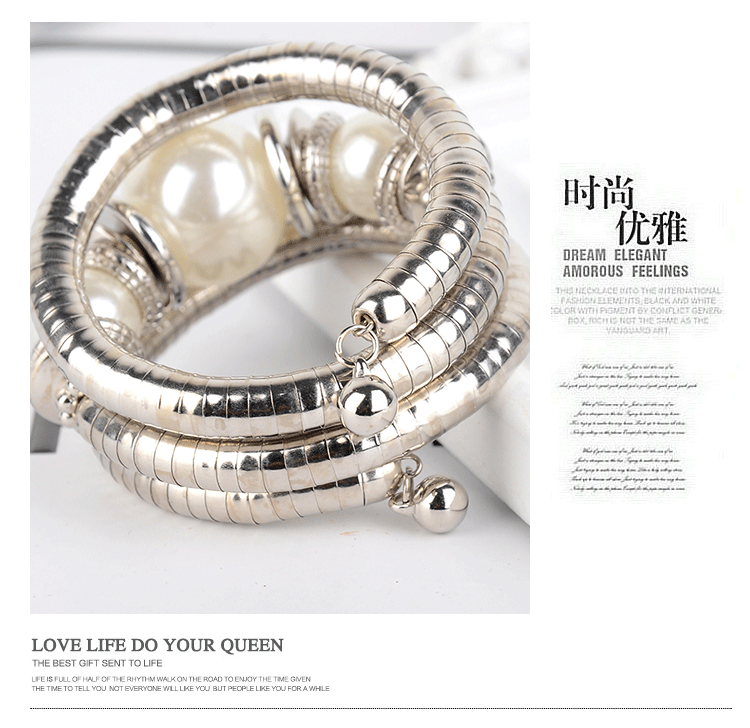 European and American Three-Circle Surround Pearl Bracelet Fashionable High-End Glossy Surface Gift for Women on Holidays Multi-Layer Bracelet