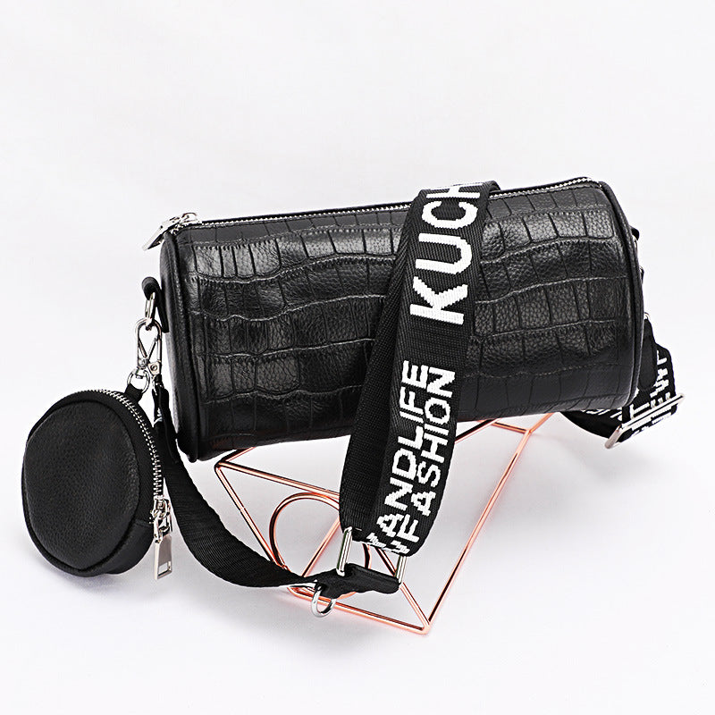 Crocodile Pattern Single Shoulder Women's Bag Trendy Fashion Crossbody Bag Niche Versatile Personality Mini Cylinder Underarm Women's Bag