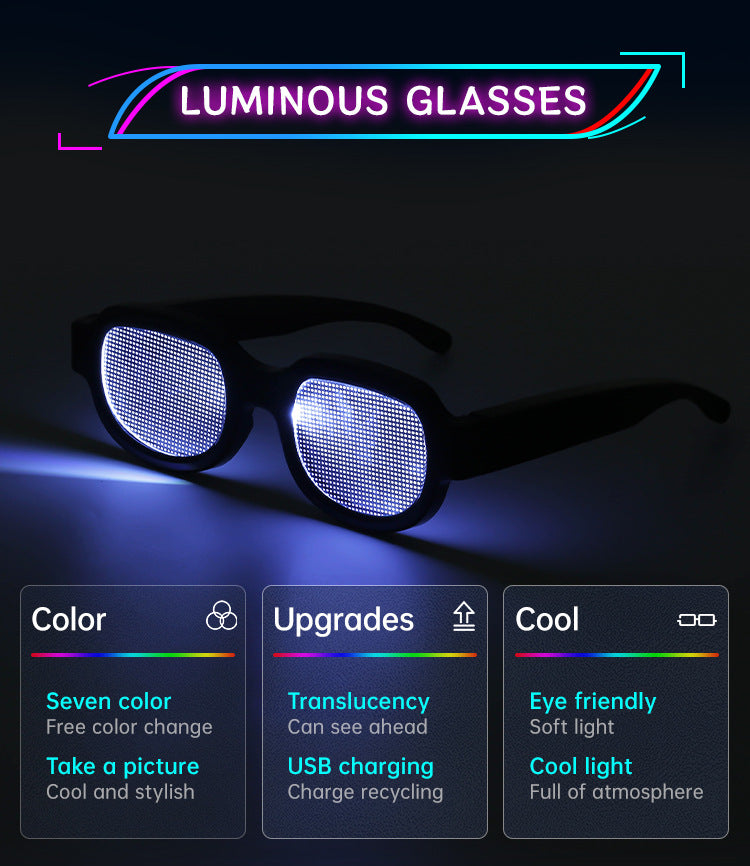 New LED Glowing Red Eye Glasses Same Style Glowing Glasses Personality Funny Party Performance Flashing Props