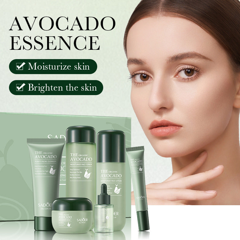 Full English Avocado Skincare Set SADOER Cleansing, hydrating, and moisturizing six-piece set for  foreign trade wholesale