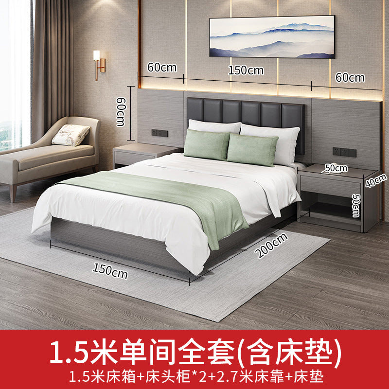 Hotel Guesthouse Bed Standard Room Full Set Furniture Apartment Homestay Single Double Bed Hotel Rental Room Special Bed Box