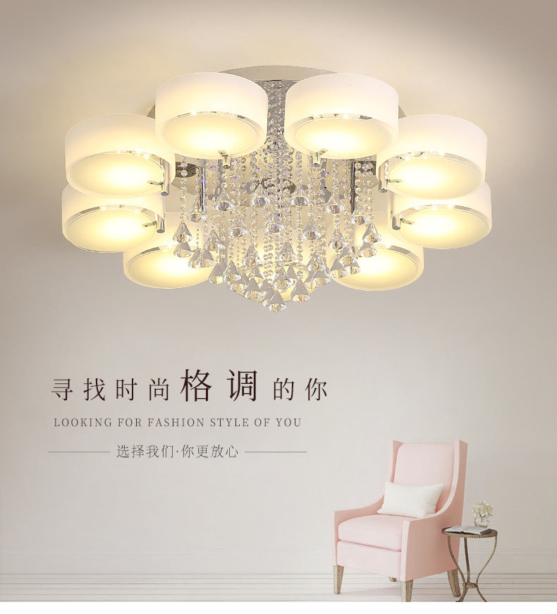 Living Room Lamp Crystal Lamp LED Ceiling Lamp Round Bedroom Lamp Simple Modern Elegant Home Dining Room Balcony Lighting