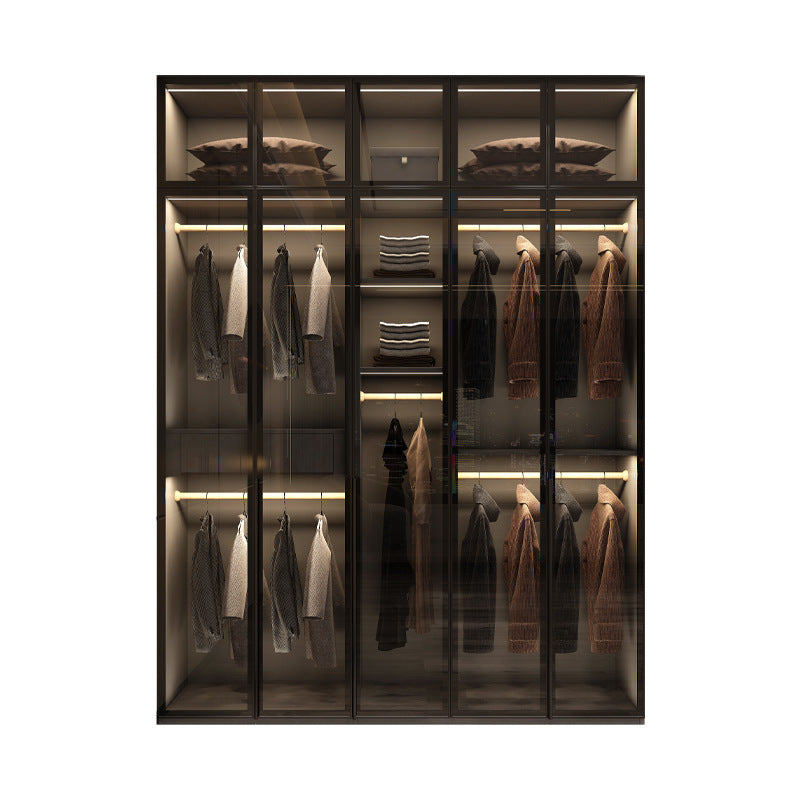 Modern Minimalist Wardrobe for Home Bedroom Cloakroom Glass Door Wardrobe Combination Small Apartment Wardrobe Light Luxury Free Shipping