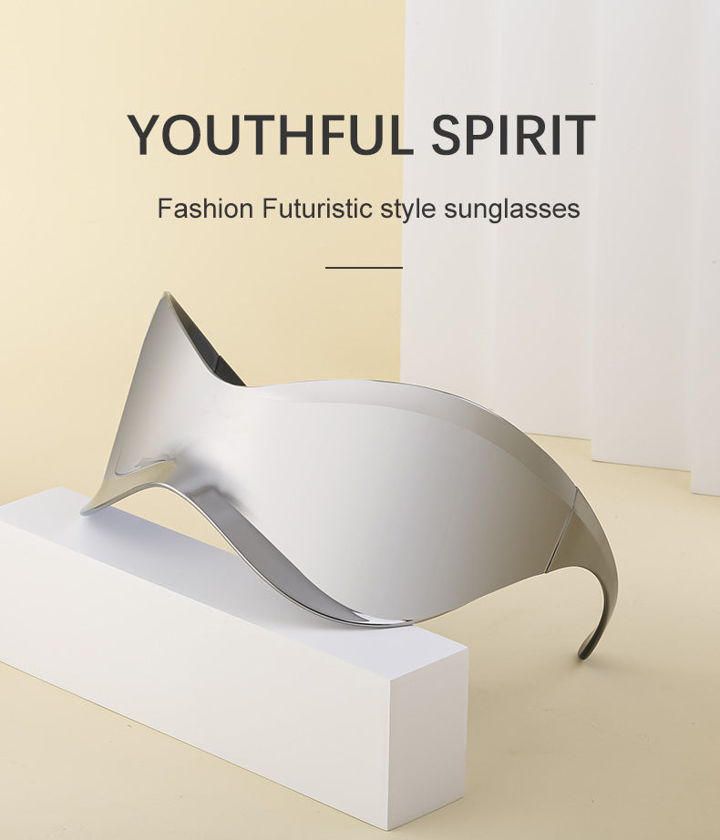 European and American Large Frame Sunglasses for Women, Trendy UV Protection Glasses with a High-End Feel Y2K Millennium Frameless Cycling Sunglasses for Men