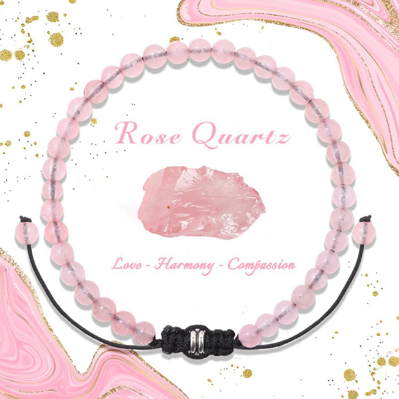 Natural Stone Crystal Beaded Bracelet4/6/8mm Chalcedony Turquoise Stretch Bracelet Lapis Tiger Eye Braided Bracelet