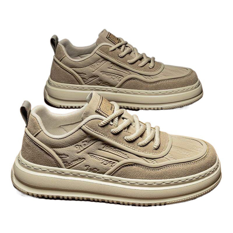 Men's Shoes2025New Summer Breathable Men's Work Height-Increasing Leather Shoes Sports Casual Versatile Thick-Soled Sneakers