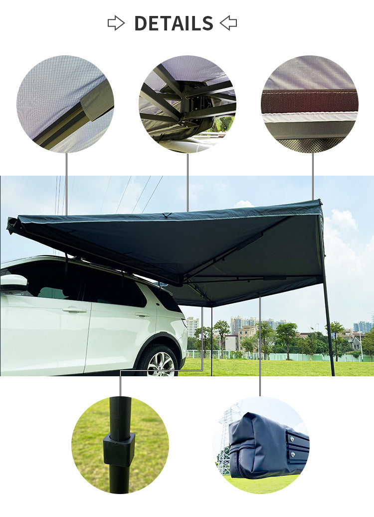 Wholesale2.5m Aluminum Alloy Fan-Shaped Car Side Tent Outdoor Camping Hiking Waterproof Sunshade Car Side Tent