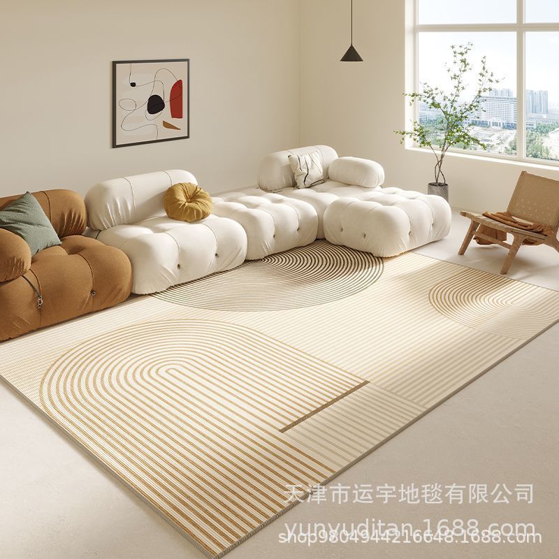 Living Room Carpet Cream Style Crystal Velvet Floor Mat Sofa Coffee Table Rug Bedroom Bedside Rug Manufacturer Can Label