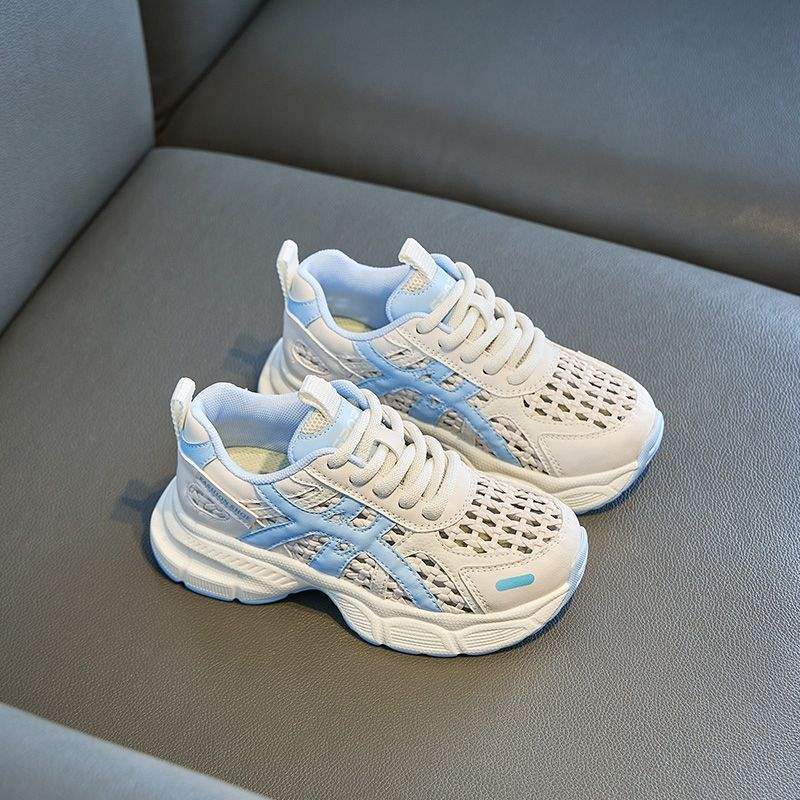 Girls' Sneakers2025Summer New Breathable Hollow Summer Dad Shoes for Big Kids Running Shoes Children's Shoes