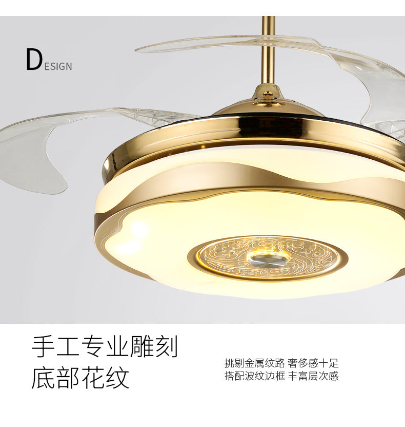 Living Room Ceiling Fan with Strong Wind Power Invisible Household Ceiling Fan Light for Bedroom and Dining Room, Integrated Fan Light with Light, Electric Fan Ceiling Light