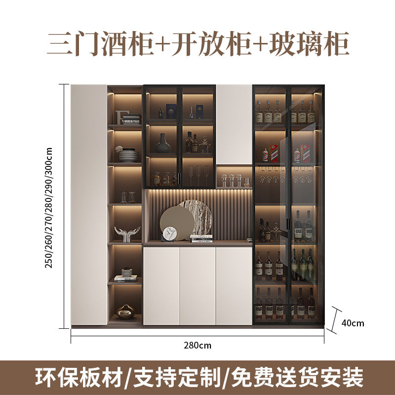 Modern Minimalist Home Living Room Sideboard Wine Cabinet Integrated Wall Cabinet Floor-standing Wall-mounted Storage Cabinet Glass Wine Cabinet Customization