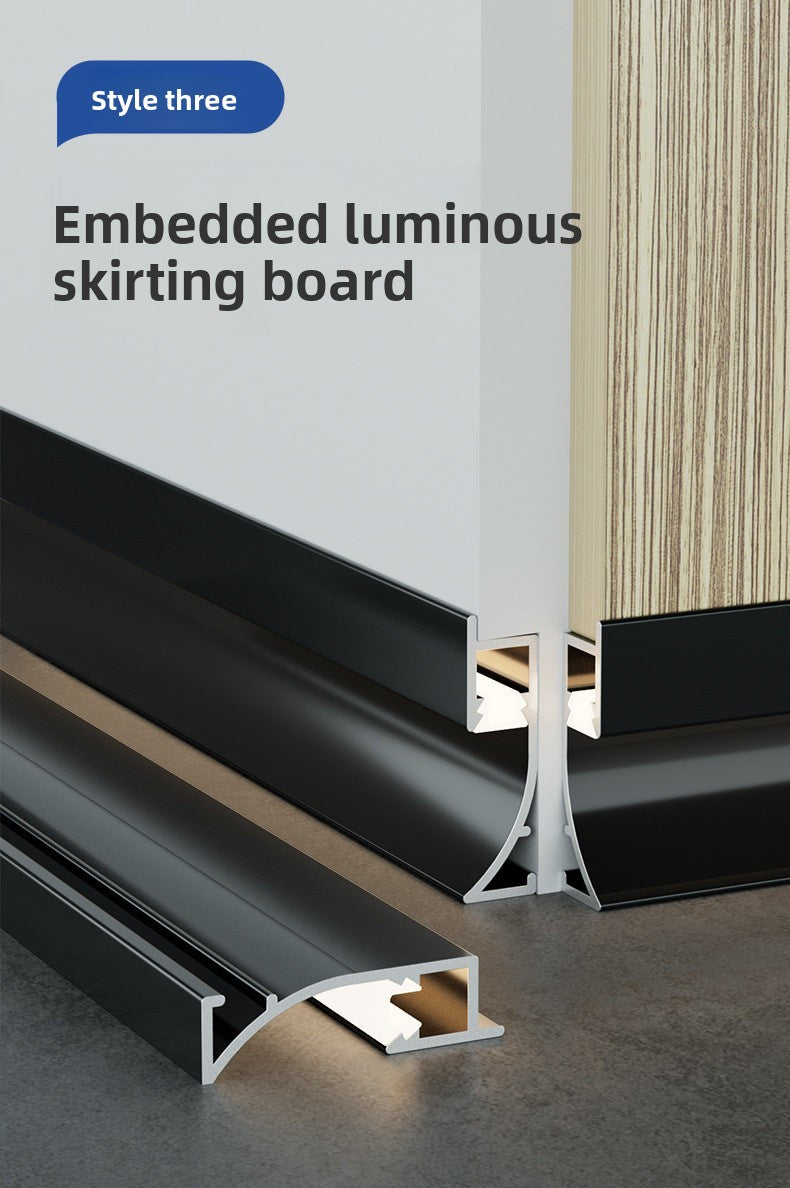 Aluminum alloy luminous baseboard, embedded luminous baseboard LED Aluminum alloy skirting board with light strip