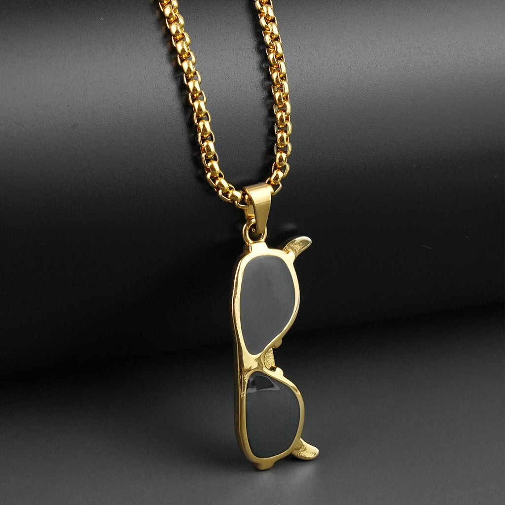New Hip-Hop Sunglasses Titanium Steel Necklace Unisex Personality Simple Pendant Cool Trendy European and American Style Fashion Sweater Chain