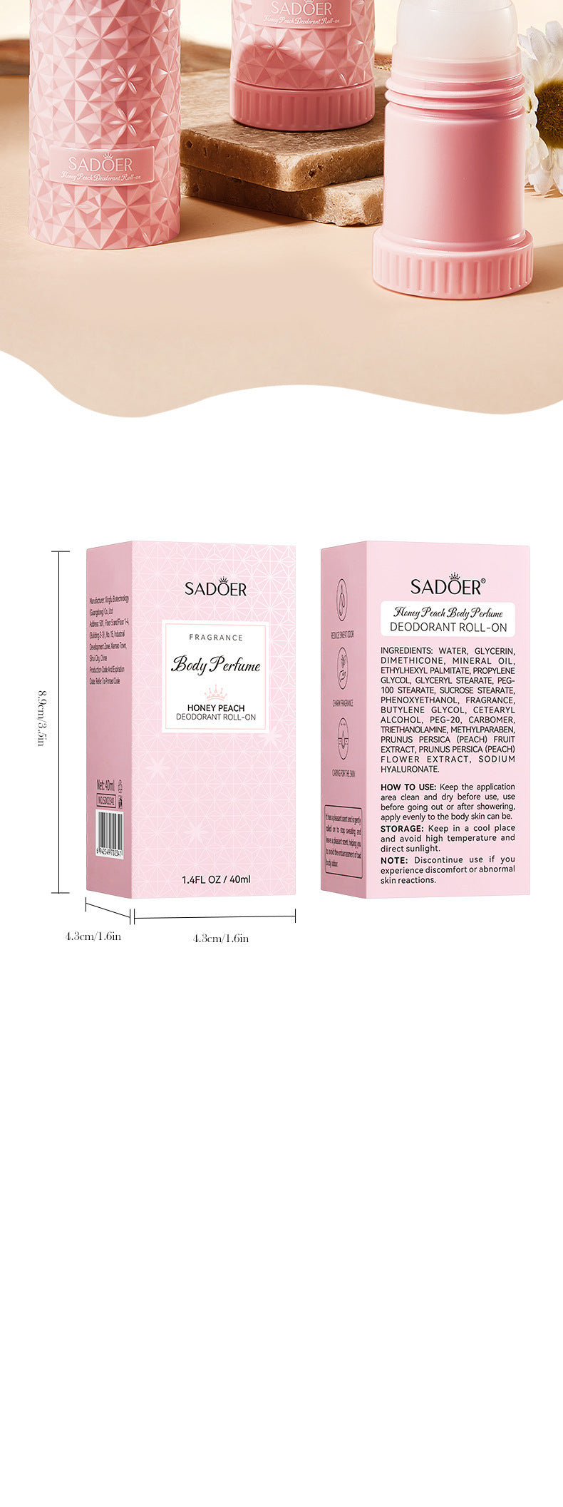 Full English Body Perfume Roll-On40mlSADOER Fragrant Refreshing Portable Roll-On  Wholesale