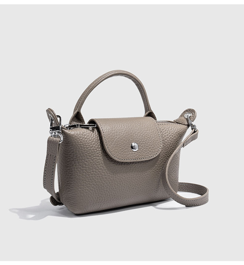 First Layer Cowhide Dumpling Bag Casual Genuine Leather Phone Bag for Women Summer Crossbody Bag Versatile Lightweight Walking Small Bag