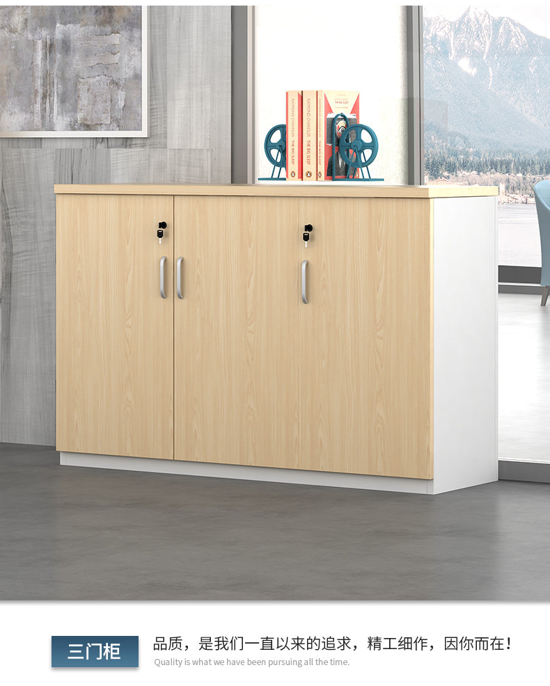 Office File Cabinet with Lock, Low Cabinet, Storage Cabinet, Floor-standing Wooden Office Partition Cabinet for Staff